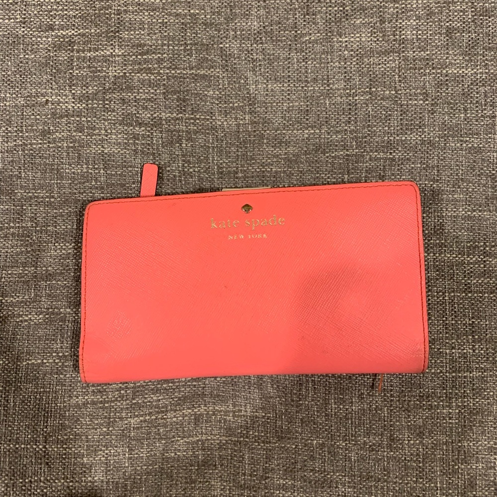 Neon pink/coral Kate spade wallet